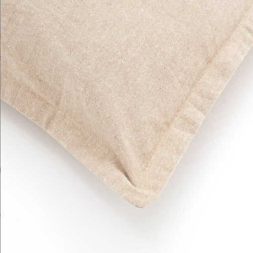 Shopi Vella beige cotton cushion with flanges pillow case close-up showing texture and stitching
