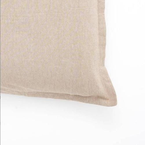 Beige Shopi Vella pillow case for cotton cushion with flanges on white background