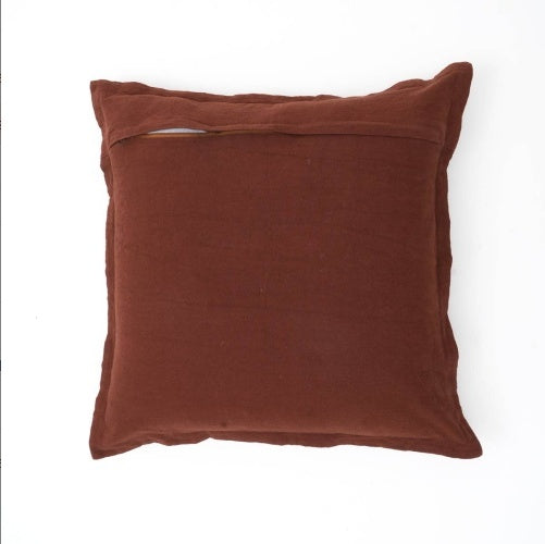 Shopi Vella brown pillow case made from cotton cushion with flanges design on white background