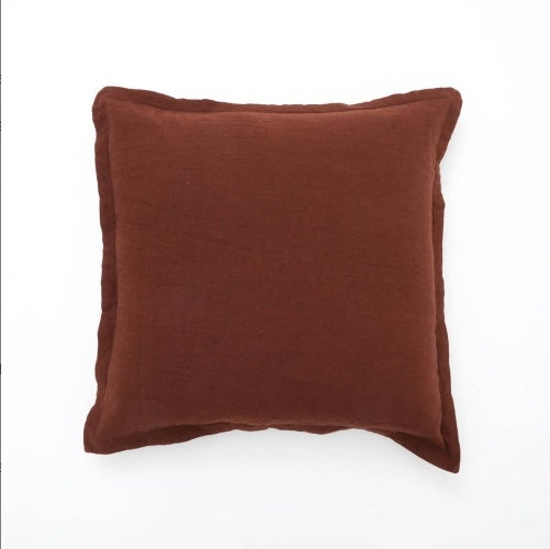 Shopi Vella brown cotton cushion with flanges square pillow case soft fabric