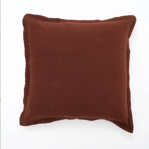 Shopi Vella brown pillow case styled as a cotton cushion with flanges for home decor