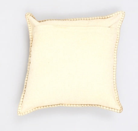 Shopi Vella cotton decorative pillow 19x19 inch pillow case in cream with stitched edges