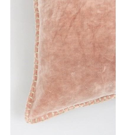 Shopi Vella cotton decorative pillow 19x19 inch in soft blush pink with stitched edging