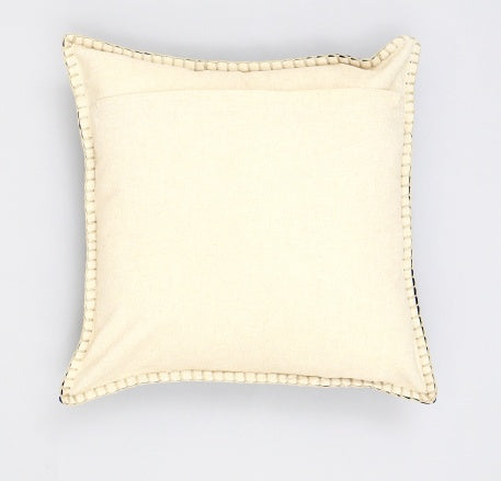 Shopi Vella cotton velvet throw pillow case in cream with decorative stitched edges