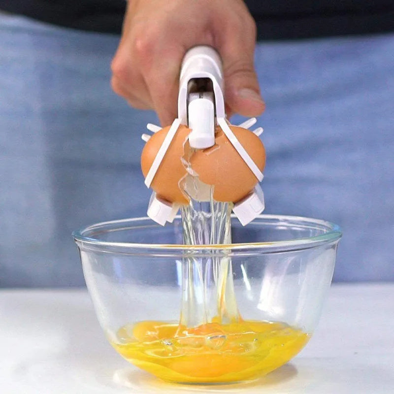 Shopi Vella creative egg shell separator cracking eggs over glass bowl for kitchen storage
