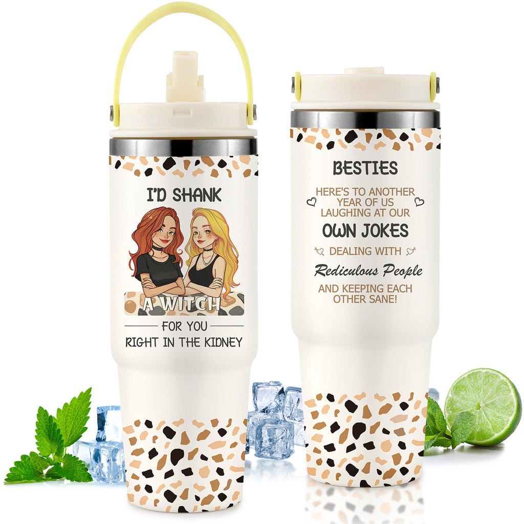 Shopi Vella custom gift tumbler for couples with funny besties design and yellow handle