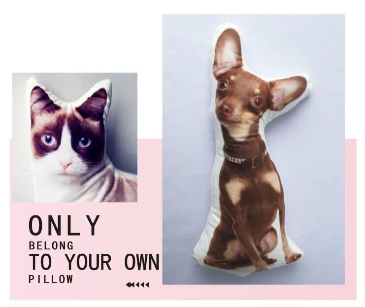 Shopi Vella custom pet pillow featuring personalized cat and dog designs on soft pillow cases
