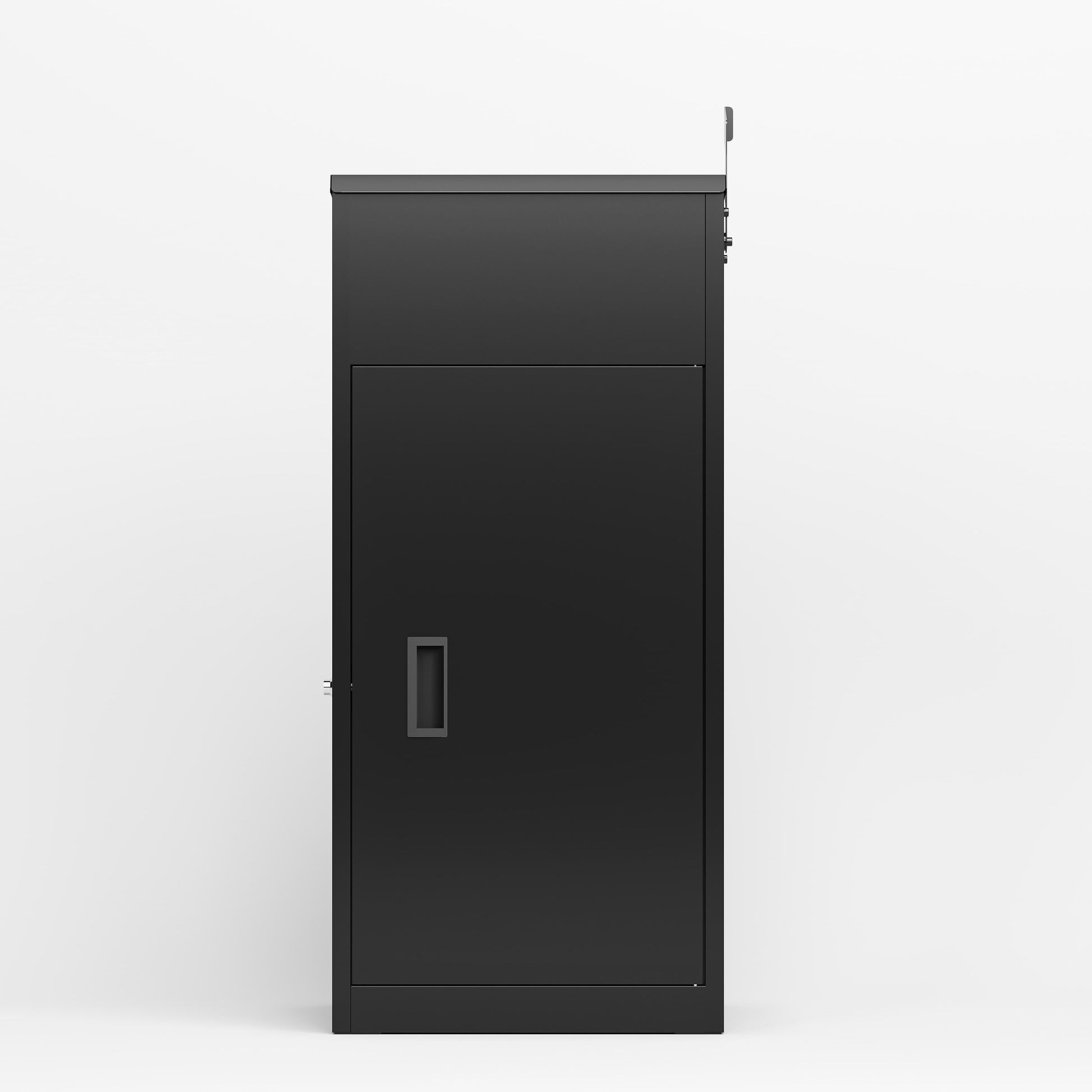 Shopi Vella weather resistant steel package mailbox in black with secure door and handle