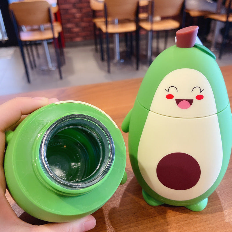 Shopi Vella cute avocado glass container with smiling face and green lid for home storage