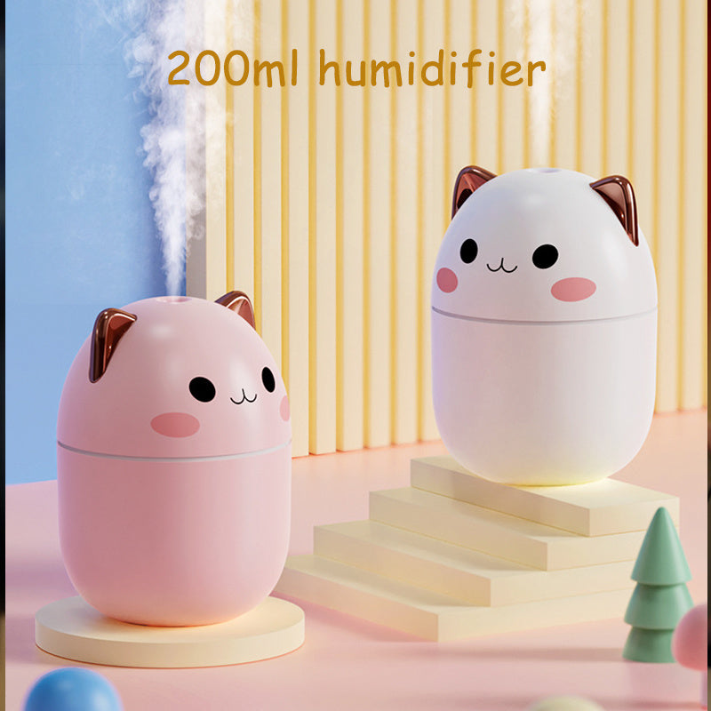 Shopi Vella cute cat air humidifier in pink and white with 200ml capacity for stationeries