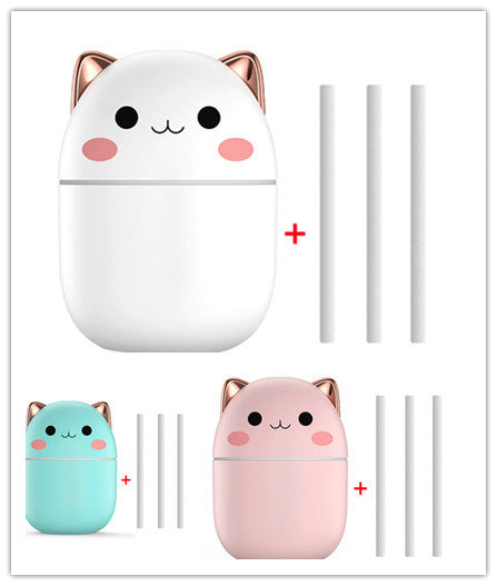 Shopi Vella cute cat air humidifier in white pink and blue with replacement filters for desk use