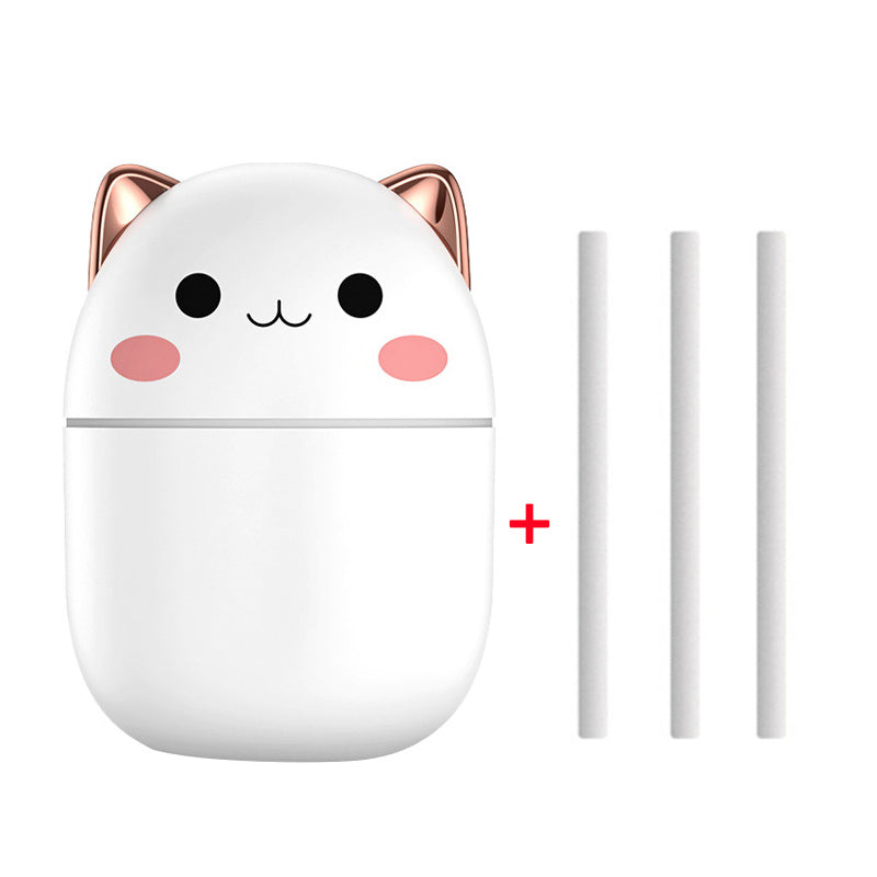 Shopi Vella cute cat air humidifier with adorable face and three replacement filter sticks