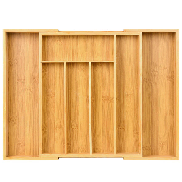 Shopi Vella bamboo storage box for drawers with multiple compartments for organizing utensils