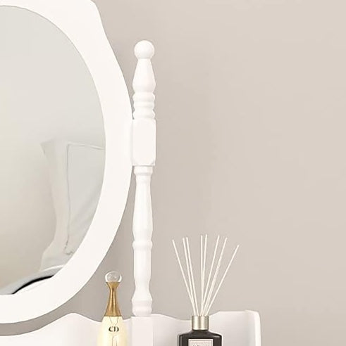 White Shopi Vella vanity table mirror part in girls bedroom furniture set with decorative items