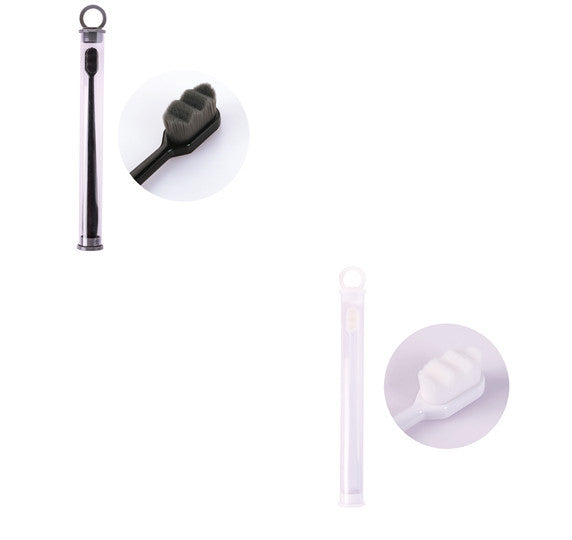 Shopi Vella deep cleaning toothbrush for travel in black and white with protective travel cases