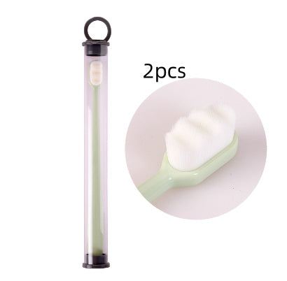 Shopi Vella deep cleaning toothbrush for travel with protective storage tube and soft bristles