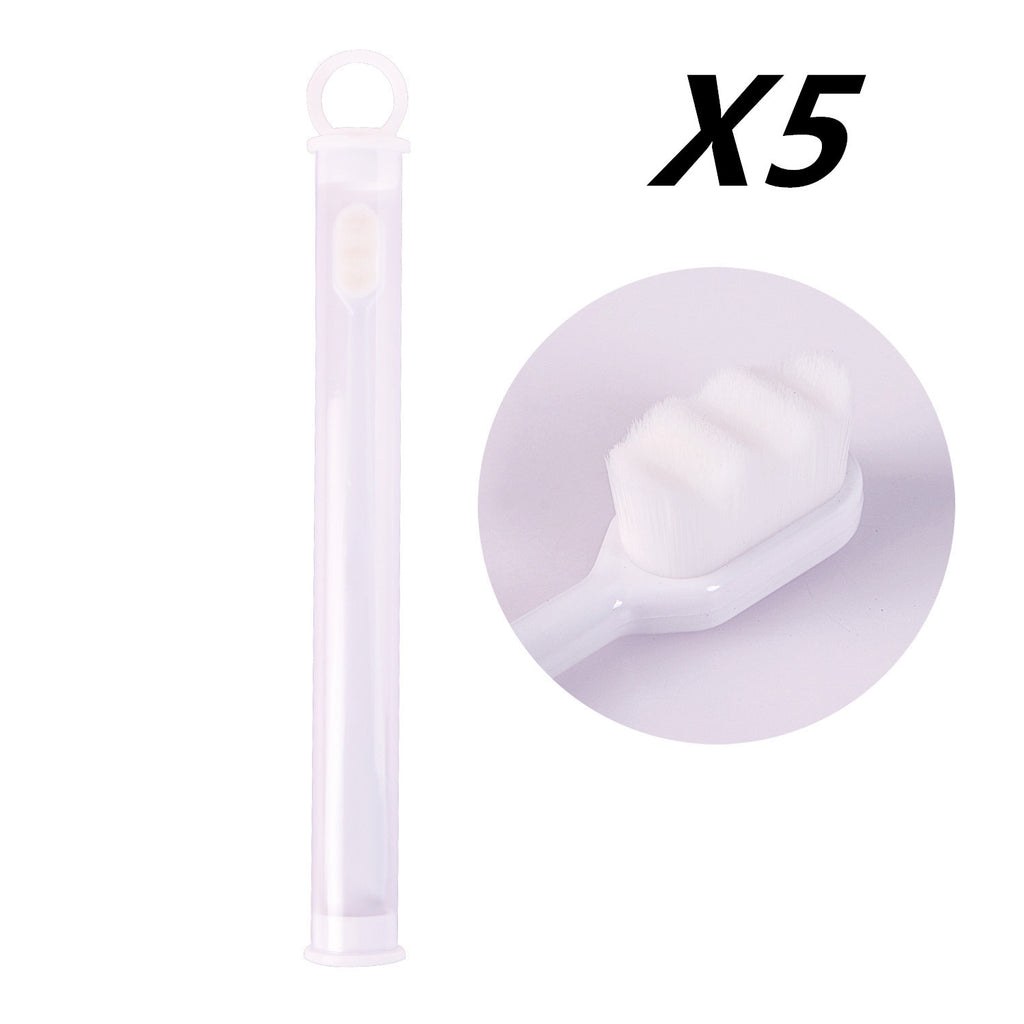 Shopi Vella deep cleaning toothbrush for travel set of 5 in translucent protective cases for bathroom storage