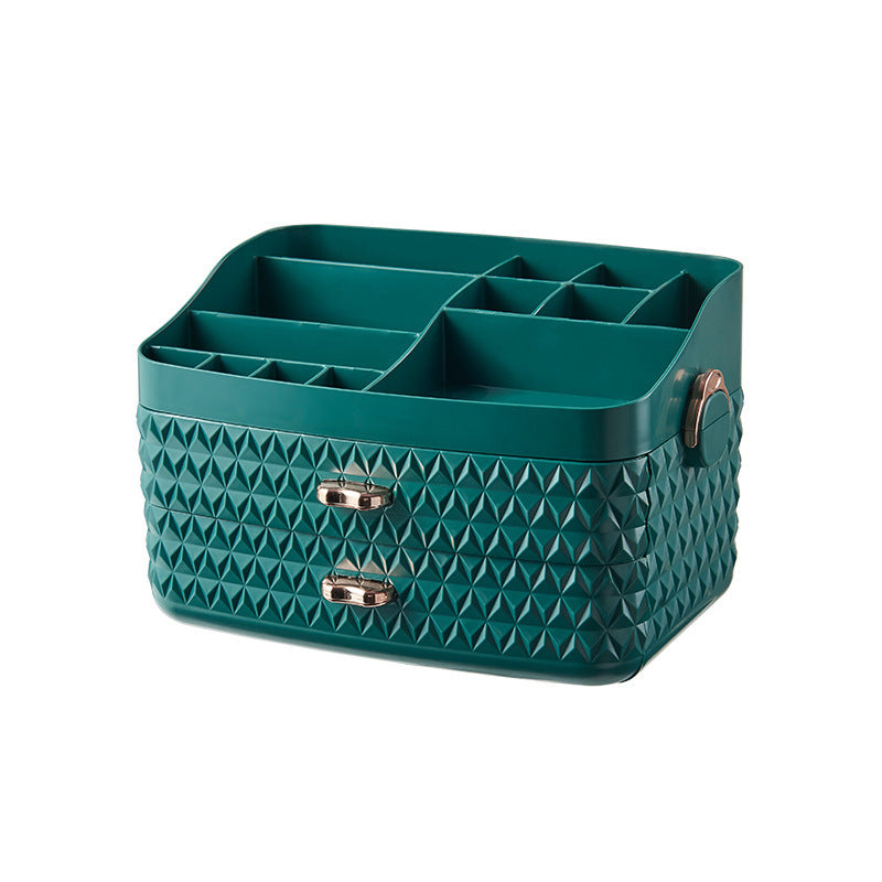 Shopi Vella green desktop cosmetics storage box with multiple compartments and textured design