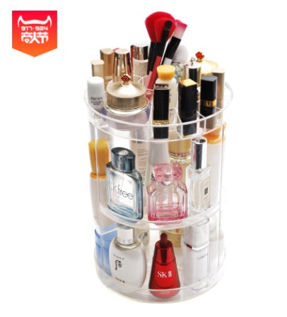 Shopi Vella diamond wave makeup organizer clear acrylic storage bottle and jar holder with makeup brushes and cosmetics
