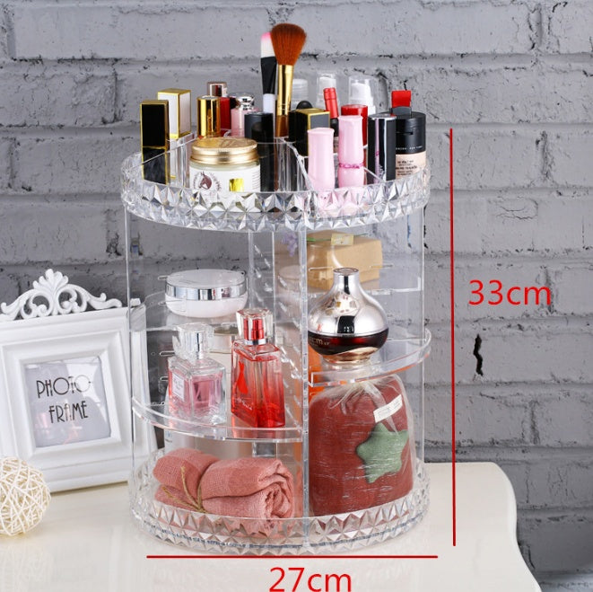 Shopi Vella diamond wave makeup organizer clear acrylic storage bottles and jars holder with multiple compartments