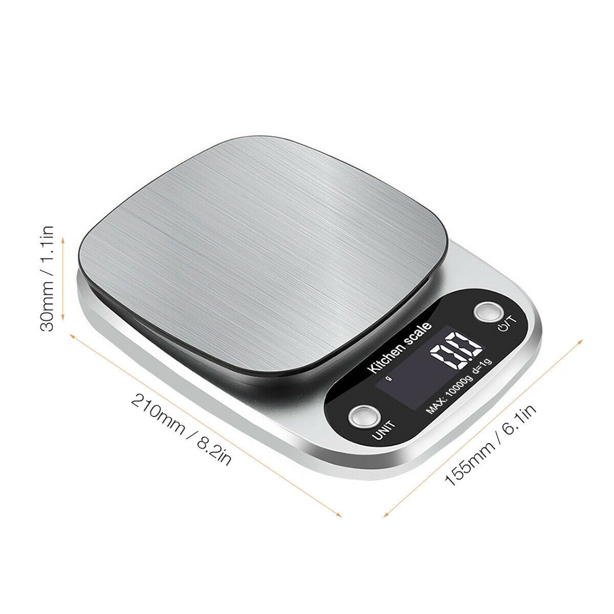 Shopi Vella digital kitchen food scale with stainless steel platform and LCD display for precise measurement