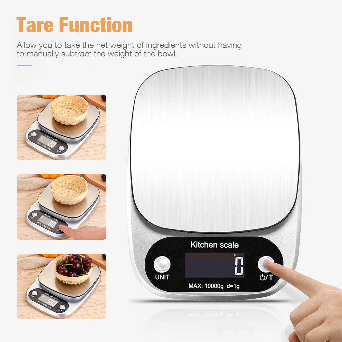 Shopi Vella digital kitchen food scale with tare function measuring ingredients accurately