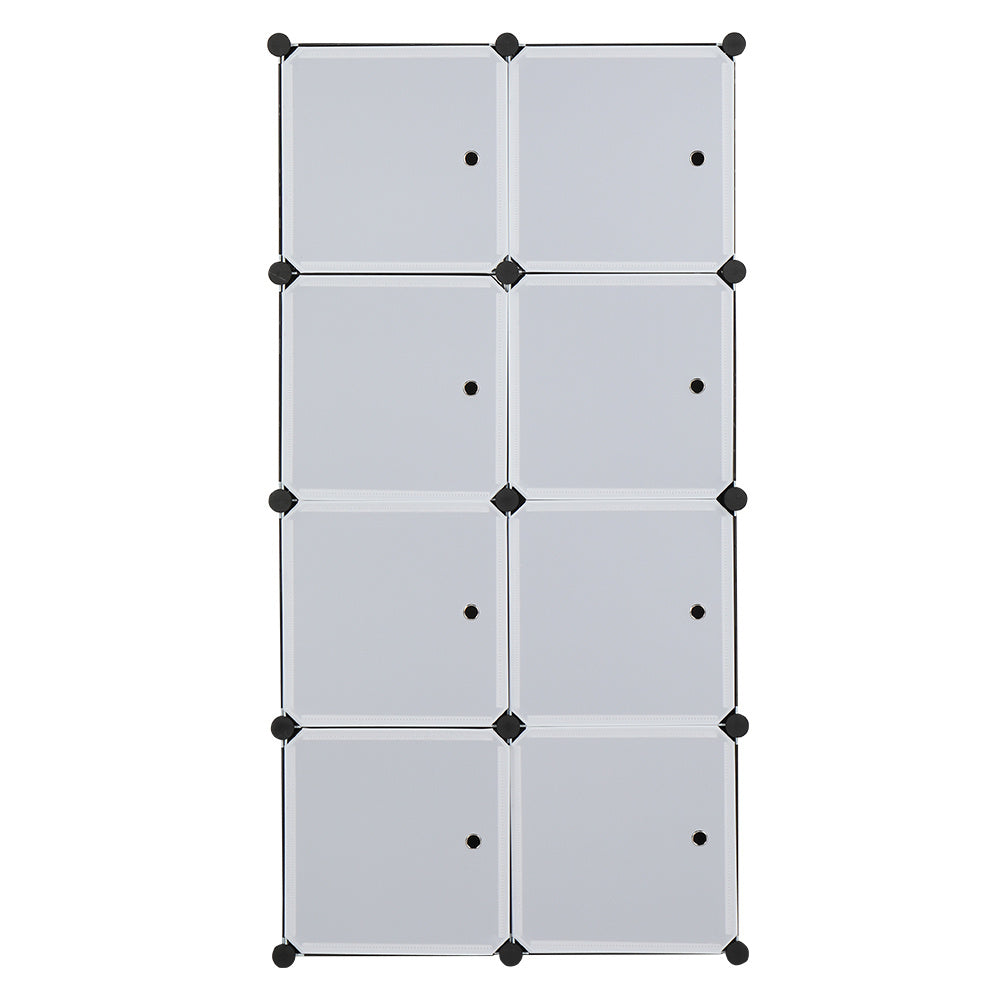 Shopi Vella white DIY modular wardrobe organizer with eight enclosed storage cubes for clothing and accessories