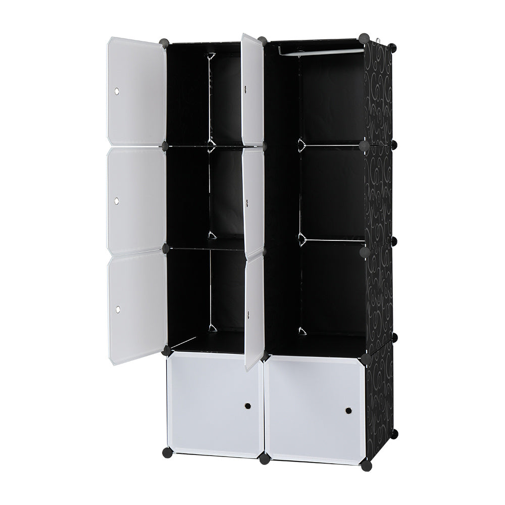 Shopi Vella DIY modular wardrobe organizer with black and white cube storage compartments