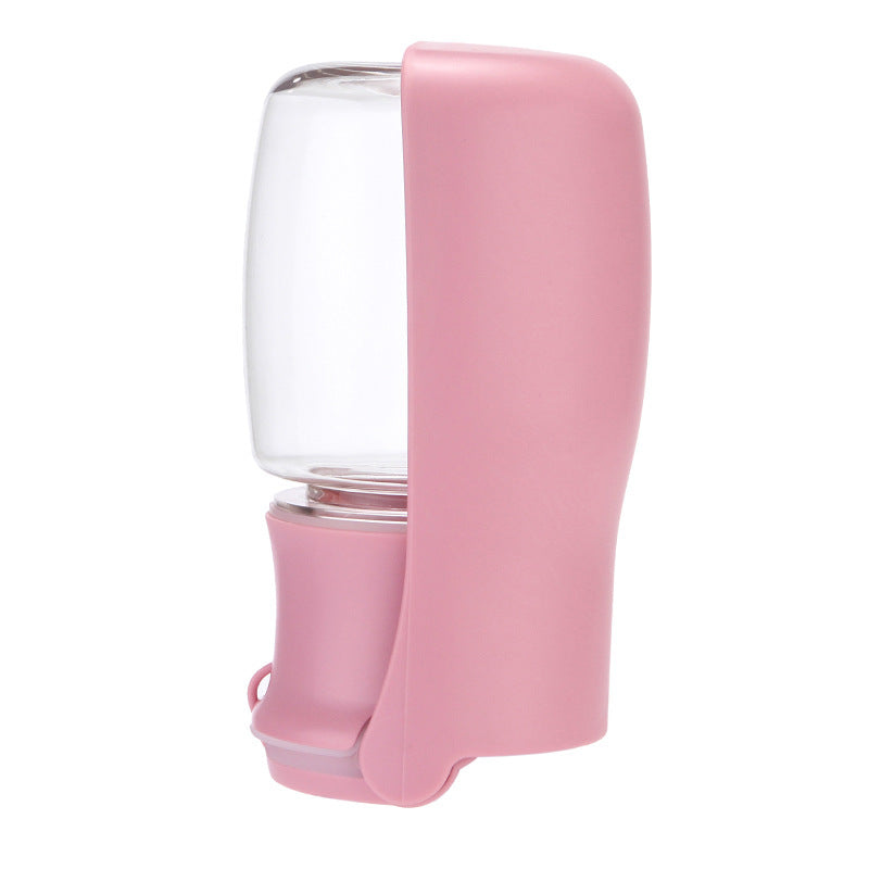 Shopi Vella pink dog portable water bottle with clear water container for pets on the go