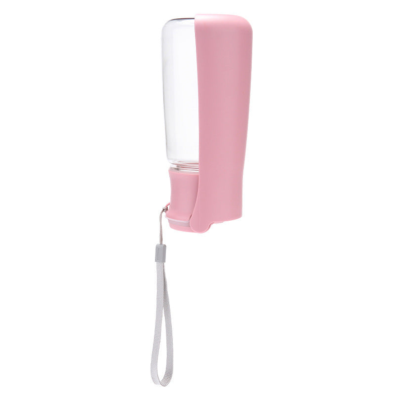 Shopi Vella pink dog portable water bottle with wrist strap for outdoor pet hydration