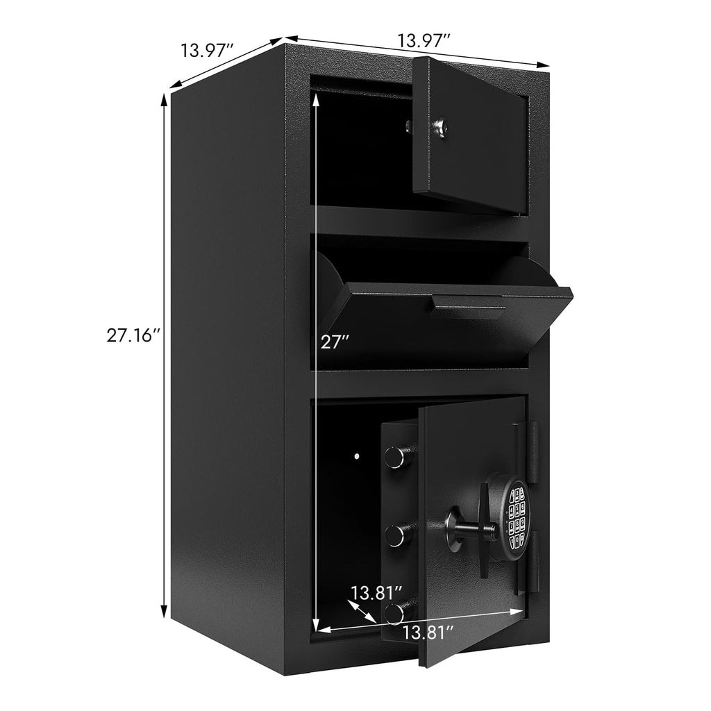 Shopi Vella black double door digital depository safe with secure electronic lock and multiple compartments