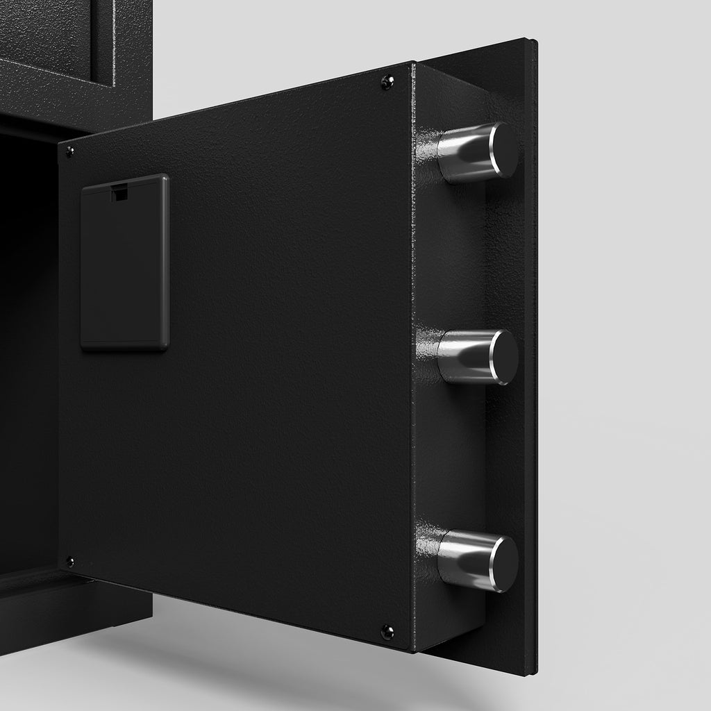 Shopi Vella black double door digital depository safe with secure locking bolts open view
