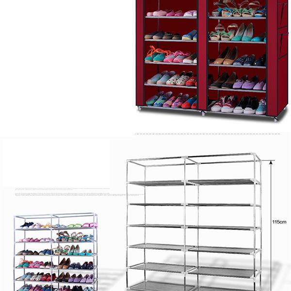 Shopi Vella double row shoe cabinet with multiple shelves for organized shoe storage