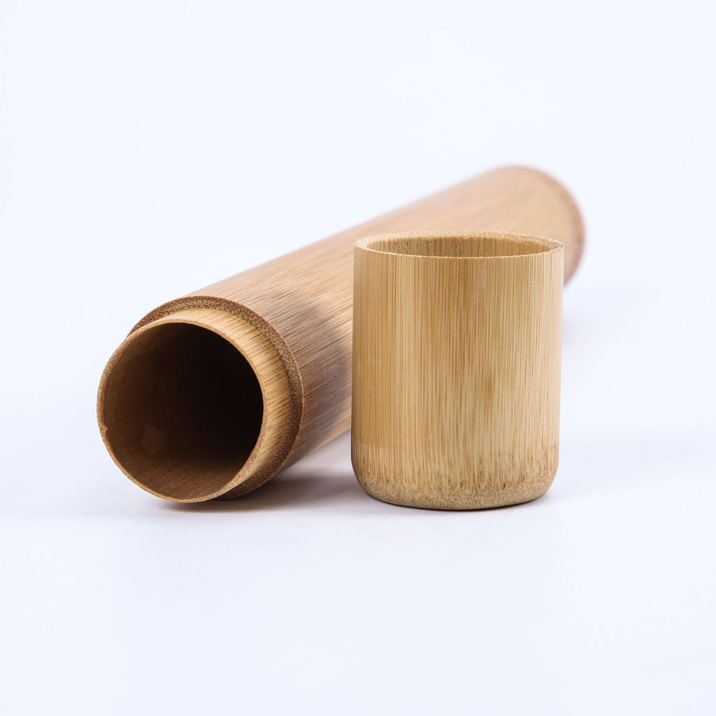 Eco-friendly wooden toothbrush set storage container made of bamboo by Shopi Vella