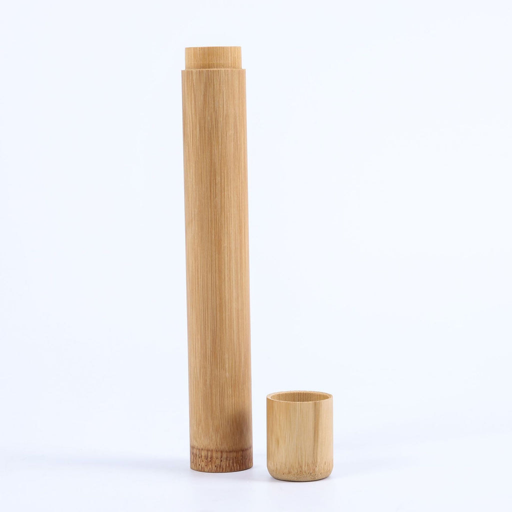 Shopi Vella eco-friendly wooden toothbrush set storage case made of natural bamboo for bathroom