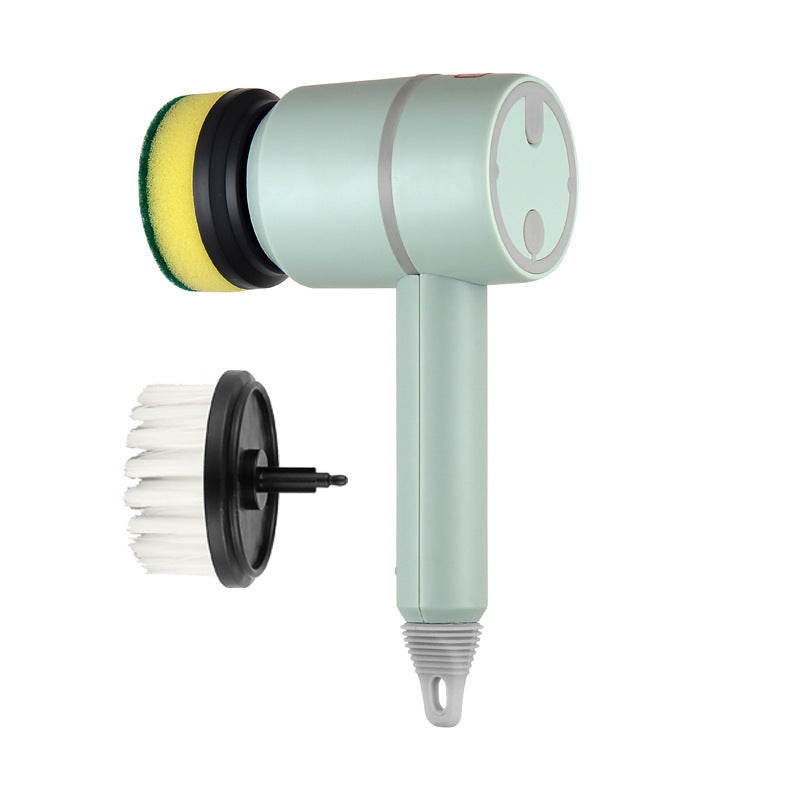 Shopi Vella electric dishwashing brush with two interchangeable brush heads for kitchen cleaning