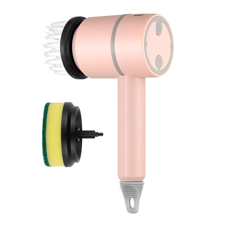 Shopi Vella electric dishwashing brush with white bristle head and additional sponge attachment