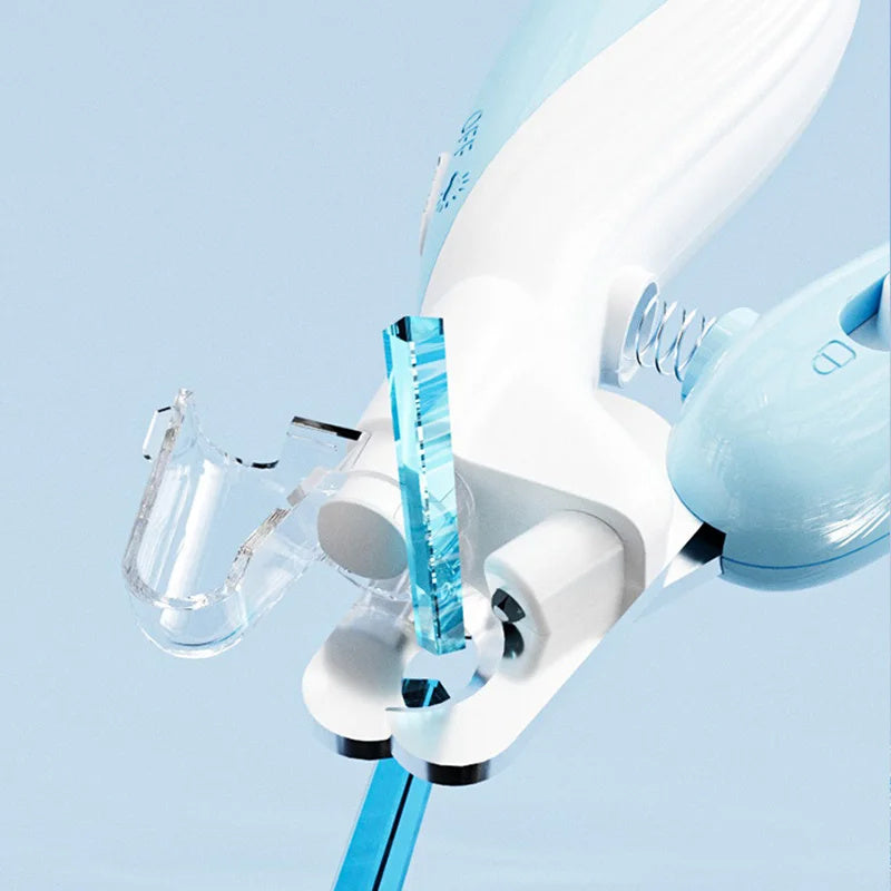 Shopi Vella electric dog nail grinder in white and blue with safety guard for pet nail care