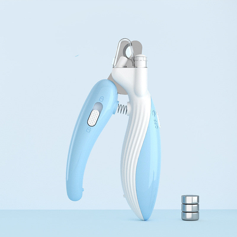 Shopi Vella electric dog nail grinder with ergonomic blue and white design and replacement grinding heads