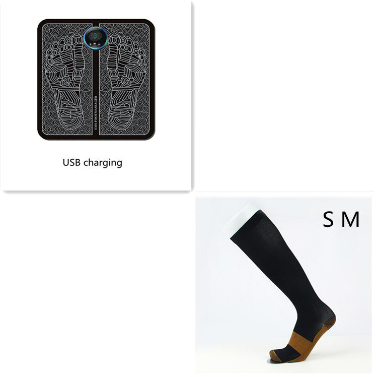 Shopi Vella electric foot circulation pad with USB charging and compression socks for improved foot health