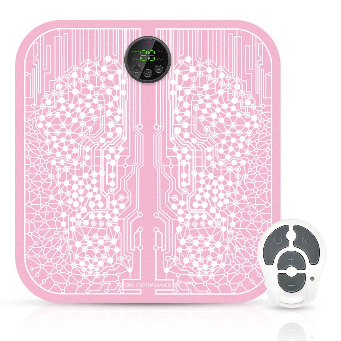 Shopi Vella pink electric foot circulation pad with digital display and remote control for home use
