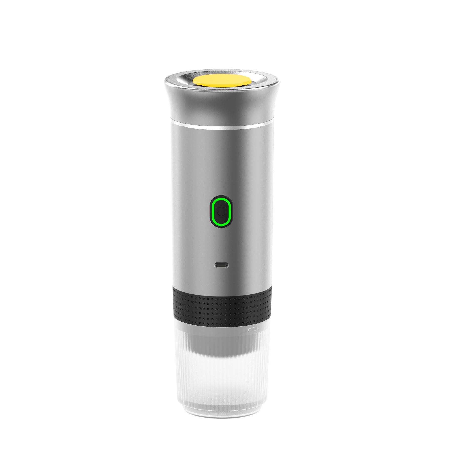 Shopi Vella electric grinder coffee maker with compact silver design and clear bean container