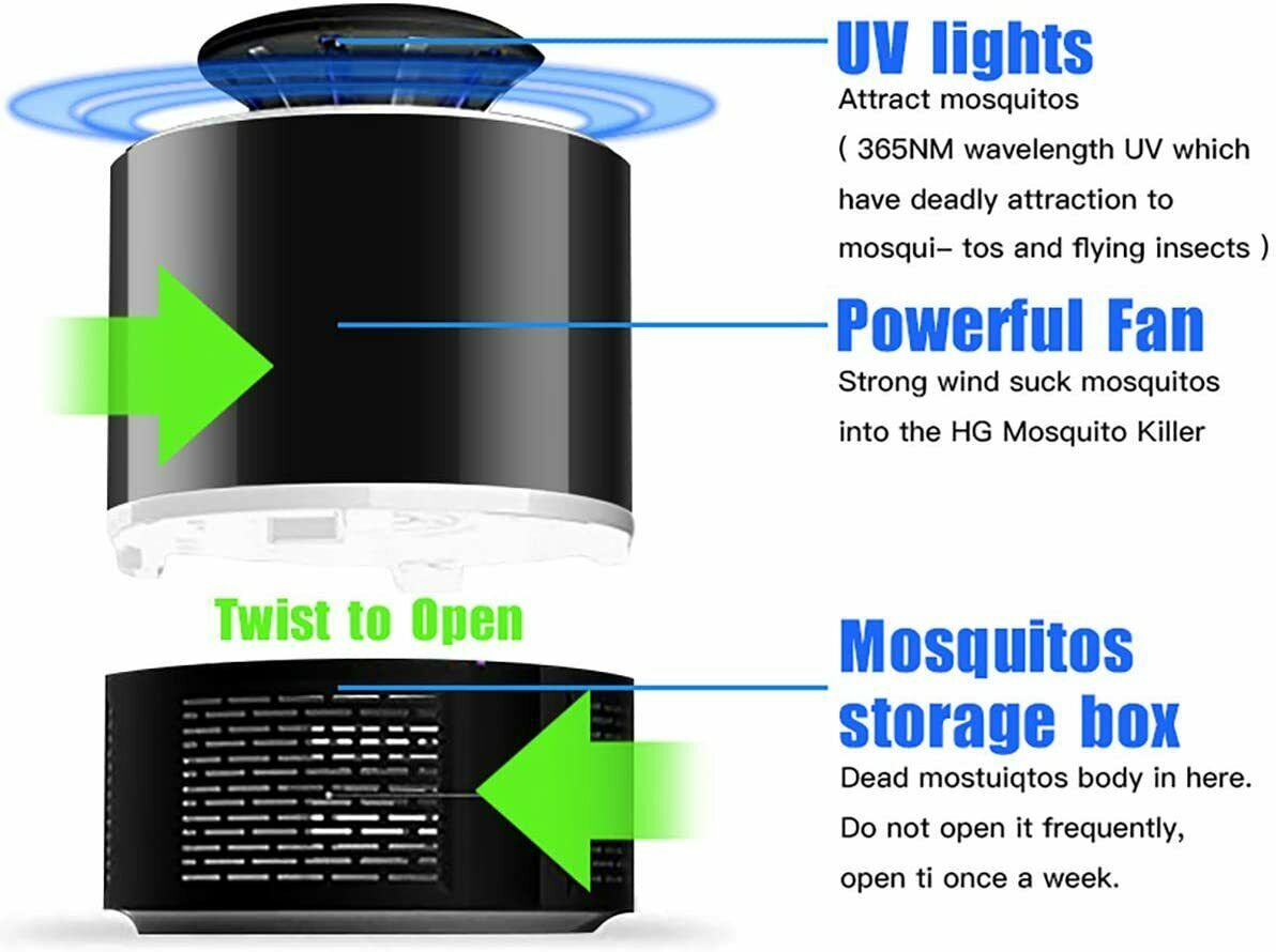 Shopi Vella electric mosquito killer lamp with UV lights, powerful fan, and mosquito storage box for home use