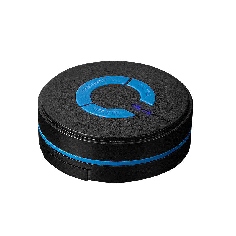 Black and blue electric neck and shoulder massager control unit with program buttons