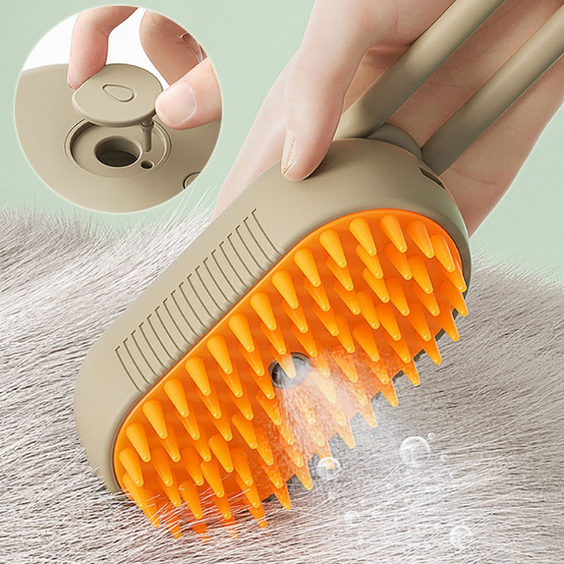 Shopi Vella electric pet grooming brush with soft orange silicone bristles for gentle pet care