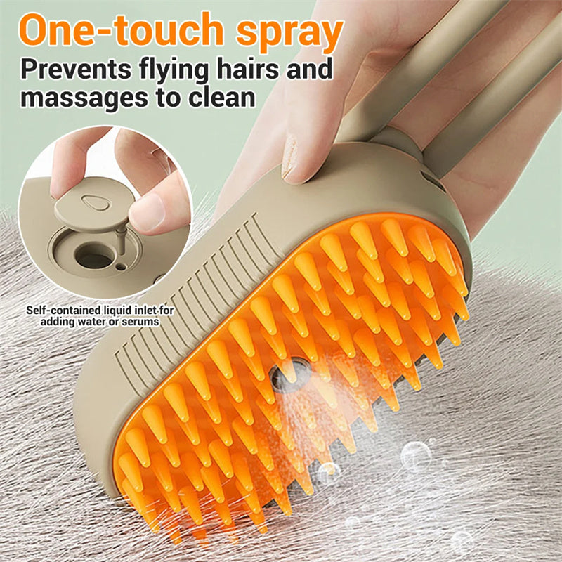 Shopi Vella electric pet grooming brush with one-touch spray for preventing flying hairs and cleaning
