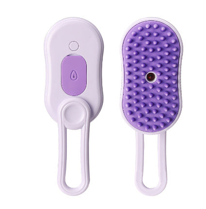 Shopi Vella electric pet grooming brush with purple silicone bristles and ergonomic handle