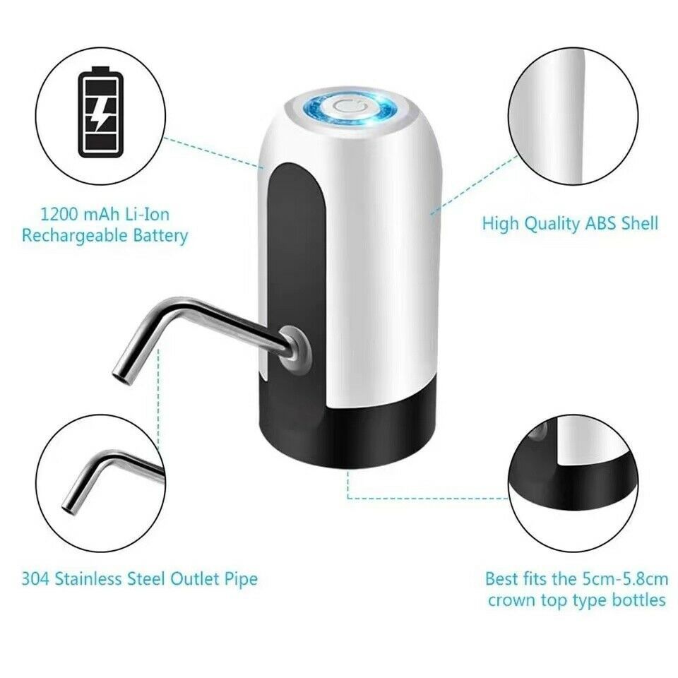 Shopi Vella electric water bottle dispenser with rechargeable battery and stainless steel outlet pipe