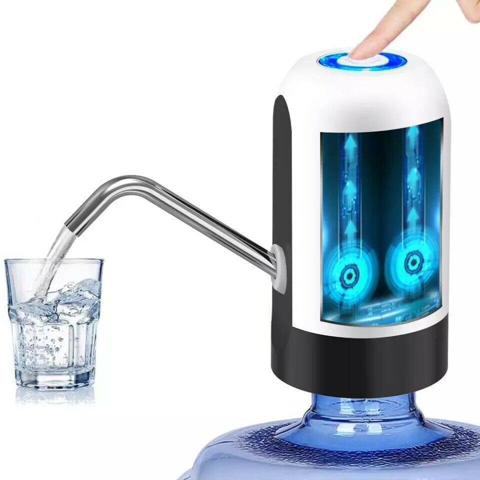 Shopi Vella electric water bottle dispenser pouring water into a glass with one-touch operation