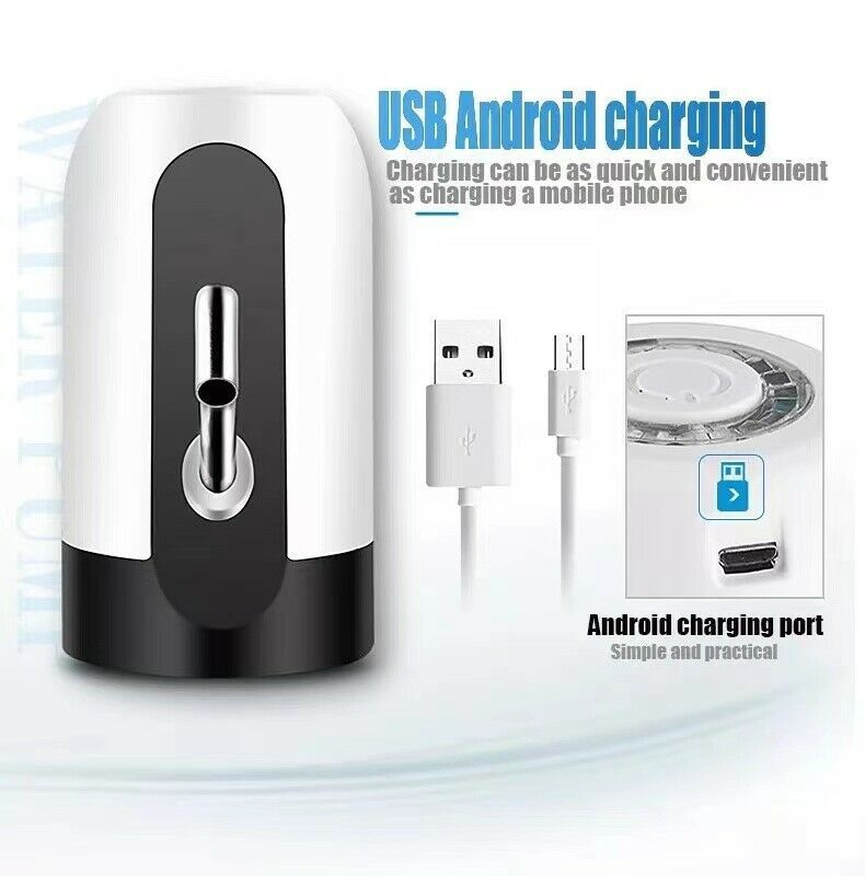 Shopi Vella electric water bottle dispenser with USB Android charging port and sleek white black design